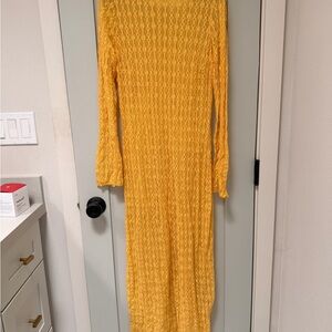 H&M Yellow Long Sleeve Lace Maxi Dress